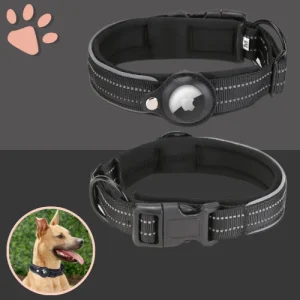 Collier pour Chien pour AirTag (AirTag non Fourni) | JuJuFindDog™ - NOIR - Taille L - Collection "Seconde Patte 🐾"