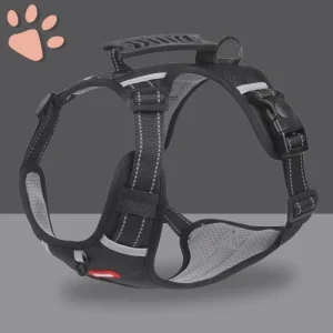 Harnais pour Chien - Anti Traction Respirant SFP | JujuHarn™ - NOIR - TAILLE S - Collection "Seconde patte 🐾"