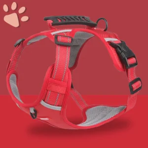 Harnais pour Chien - Anti Traction Respirant SFP | JujuHarn™ - ROUGE - TAILLE S - Collection "Seconde patte 🐾"