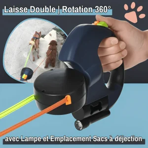 Laisse double pour chien - Rotation 360° et 3 en 1 | JuJuDualLeash